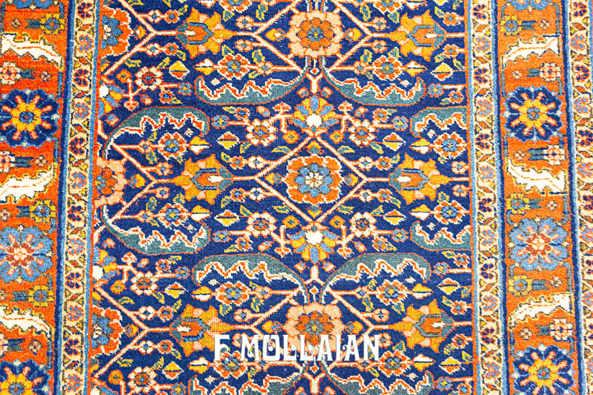 Very Long All-over Blue field Tabriz Runner, An Antique Persian Carpet n°:716000